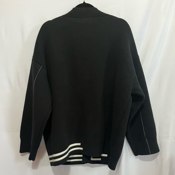 3 AM One of a Kind Unisex XXL Black Preppy Textured Chunky Knit Cardigan Sweater - Picture 3 of 6